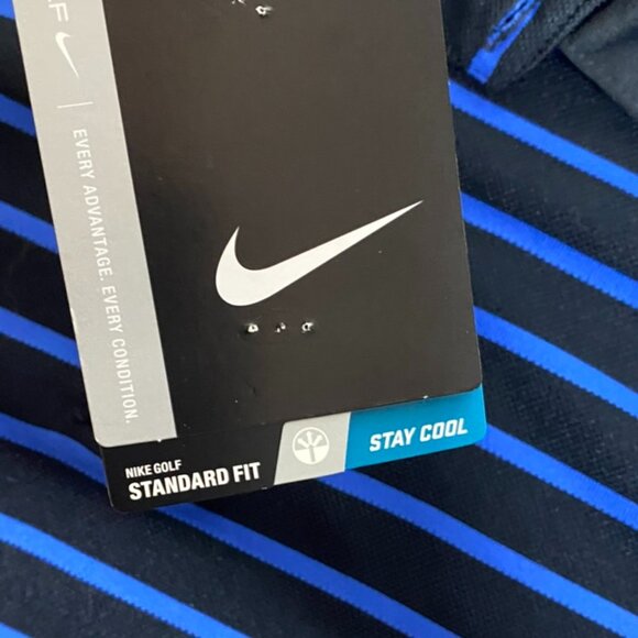 Nike Standard Fit golf polo shirt blue black stripe XL men's NWT - Picture 3 of 7